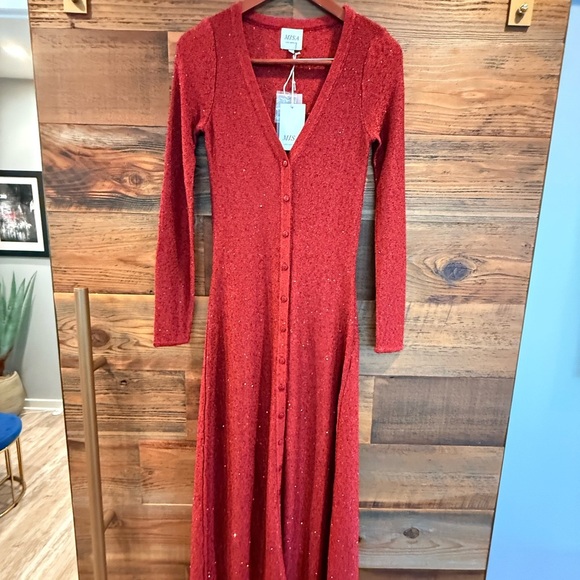 MISA Los Angeles Rafael V-Neck Cardigan with Sparkle Detail NWT - Picture 4 of 14